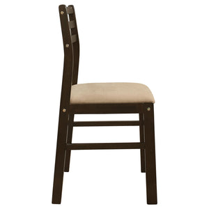 English Elm Cappuccino 3-Piece Drop Leaf Dining Set with Beige Upholstered Ladder-Back Chairs for Nooks B062P145671