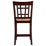 English Elm Warm Tan and Warm Brown Lattice Back Counter Height Stools (Set Of 2)