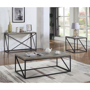 English Elm Sonoma Contemporary Grey Square End Table with Geometric Black Metal Frame and Natural Wood Top - Chic Industrial Accent Piece B062P145637