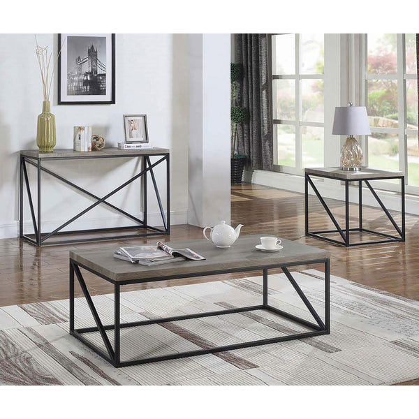 English Elm Sonoma Contemporary Grey Square End Table with Geometric Black Metal Frame and Natural Wood Top - Chic Industrial Accent Piece B062P145637