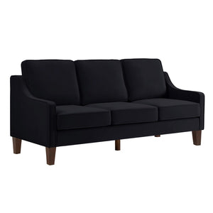 English Elm Modern Three Seat Velvet Sofa Scooped Armrests Tapered Wood Legs Living Room W2186P143472