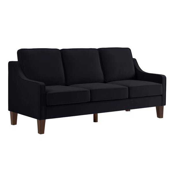 English Elm Modern Three Seat Velvet Sofa Scooped Armrests Tapered Wood Legs Living Room W2186P143472