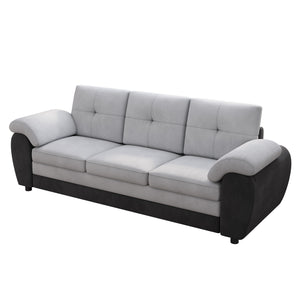 English Elm 81.9″ Three Seat Sofa Modern Upholstered in Black & Light Gray Velvet — Plush Dutch Velvet, 900 lb Capacity, Sturdy Hardwood Frame W1767P244706