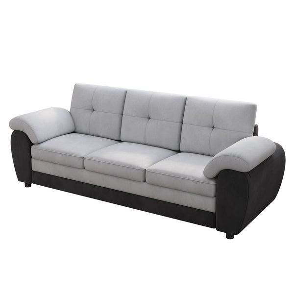 English Elm 81.9″ Three Seat Sofa Modern Upholstered in Black & Light Gray Velvet — Plush Dutch Velvet, 900 lb Capacity, Sturdy Hardwood Frame W1767P244706