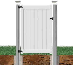 English Elm Fence Gate White Vinyl Privacy Panel Weatherproof Rot Resistant Curb Appeal Design B100S00001
