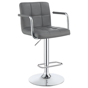 English Elm Grey Plush Adjustable Bar Stool with Chrome Base, Hydraulic Lift, Armrests & Modern Leatherette Comfort B062P145644