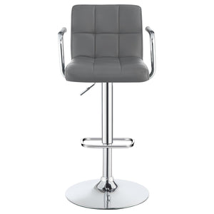 English Elm Grey Plush Adjustable Bar Stool with Chrome Base, Hydraulic Lift, Armrests & Modern Leatherette Comfort B062P145644