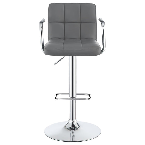 English Elm Grey Plush Adjustable Bar Stool with Chrome Base, Hydraulic Lift, Armrests & Modern Leatherette Comfort B062P145644