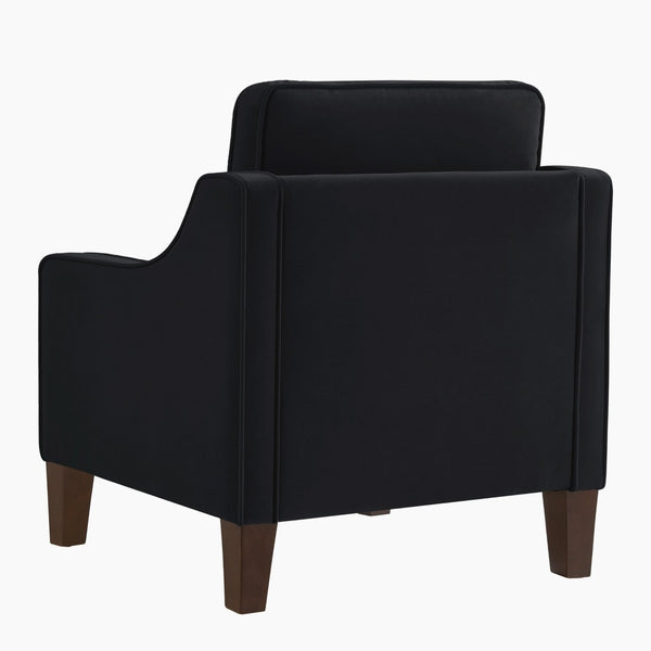 English Elm Modern Velvet Accent Chair Solid Wood Legs Scooped Arms Single Seat Lounge Seating W2186P143466