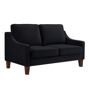 English Elm Modern Velvet Two Seat Sofa with Sculpted Arms and Wood Legs for Bedroom or Living Room W2186P143469