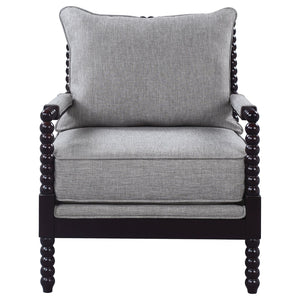 English Elm Grey Cappuccino-Frame Accent Chair with Removable Back, Plush Linen-Like Seat, Beaded Wood Detail (100) B062P145653