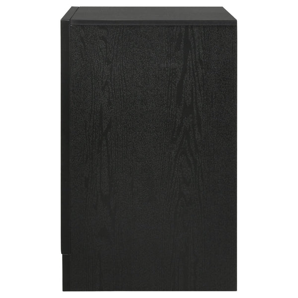 English Elm Black Modern 2-Drawer Nightstand with Hidden Felt-Lined Jewelry Tray, Metallic Accents & Crystal Pulls B062P145652