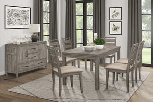 English Elm Weathered Gray 7-Piece Rustic Dining Set With Padded Chairs – Farmhouse Charm For Everyday Use B011S00650-GIGA