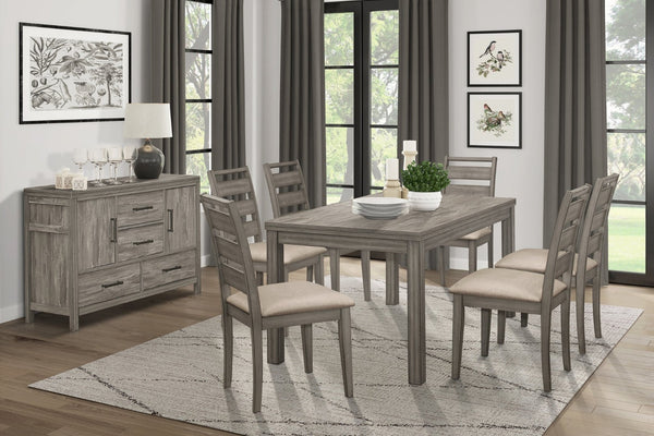English Elm Weathered Gray 7-Piece Rustic Dining Set With Padded Chairs – Farmhouse Charm For Everyday Use B011S00650-GIGA