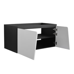 English Elm 40'' Floating Wall-Mounted Vanity Cabinet with Soft-Close Doors, Eco Plywood, Scratch & Water-Resistant Finish W999P146430