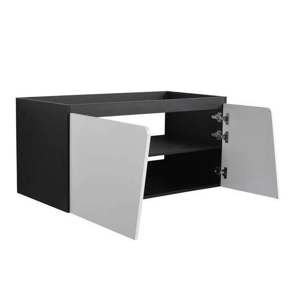 English Elm 40'' Floating Wall-Mounted Vanity Cabinet with Soft-Close Doors, Eco Plywood, Scratch & Water-Resistant Finish W999P146430