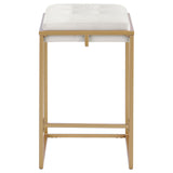 English Elm Beige and Gold Square Counter Height Stools (Set Of 2)