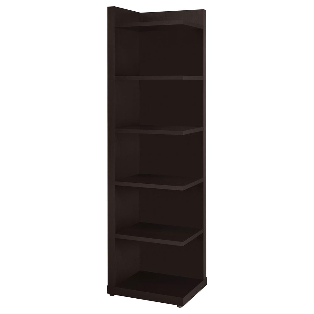 English Elm Cappuccino 6-Tier Corner Bookcase – Space-Saving Contemporary Shelf Unit, Dark Brown Finish, 71" tall B062P145474