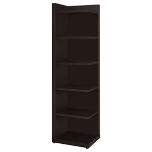 English Elm Cappuccino 6-Tier Corner Bookcase – Space-Saving Contemporary Shelf Unit, Dark Brown Finish, 71" tall B062P145474