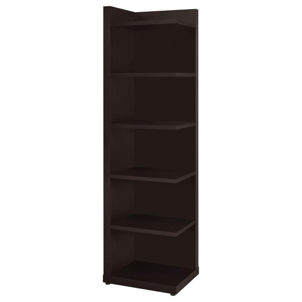 English Elm Cappuccino 6-Tier Corner Bookcase – Space-Saving Contemporary Shelf Unit, Dark Brown Finish, 71" tall B062P145474