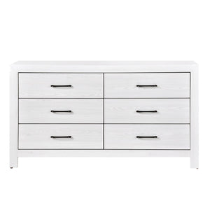 English Elm Modern White Finish Corbin Dresser 6-Drawer Rustic Wood Look with Black Metal Hardware, 58.5" x 33.5" B011P146408
