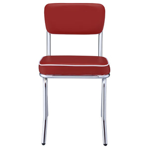 English Elm Red Retro Chrome Upholstered Side Chairs Set of 2 – Faux Leather Padded Seats, Open Back, Bar/Dining Stylish B062P145655