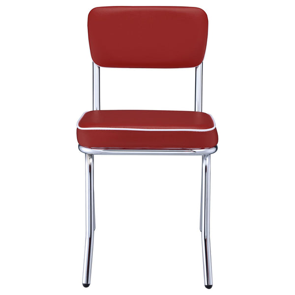 English Elm Red Retro Chrome Upholstered Side Chairs Set of 2 – Faux Leather Padded Seats, Open Back, Bar/Dining Stylish B062P145655