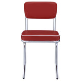 English Elm Red and Chrome Upholstered Side Chairs (Set Of 2)