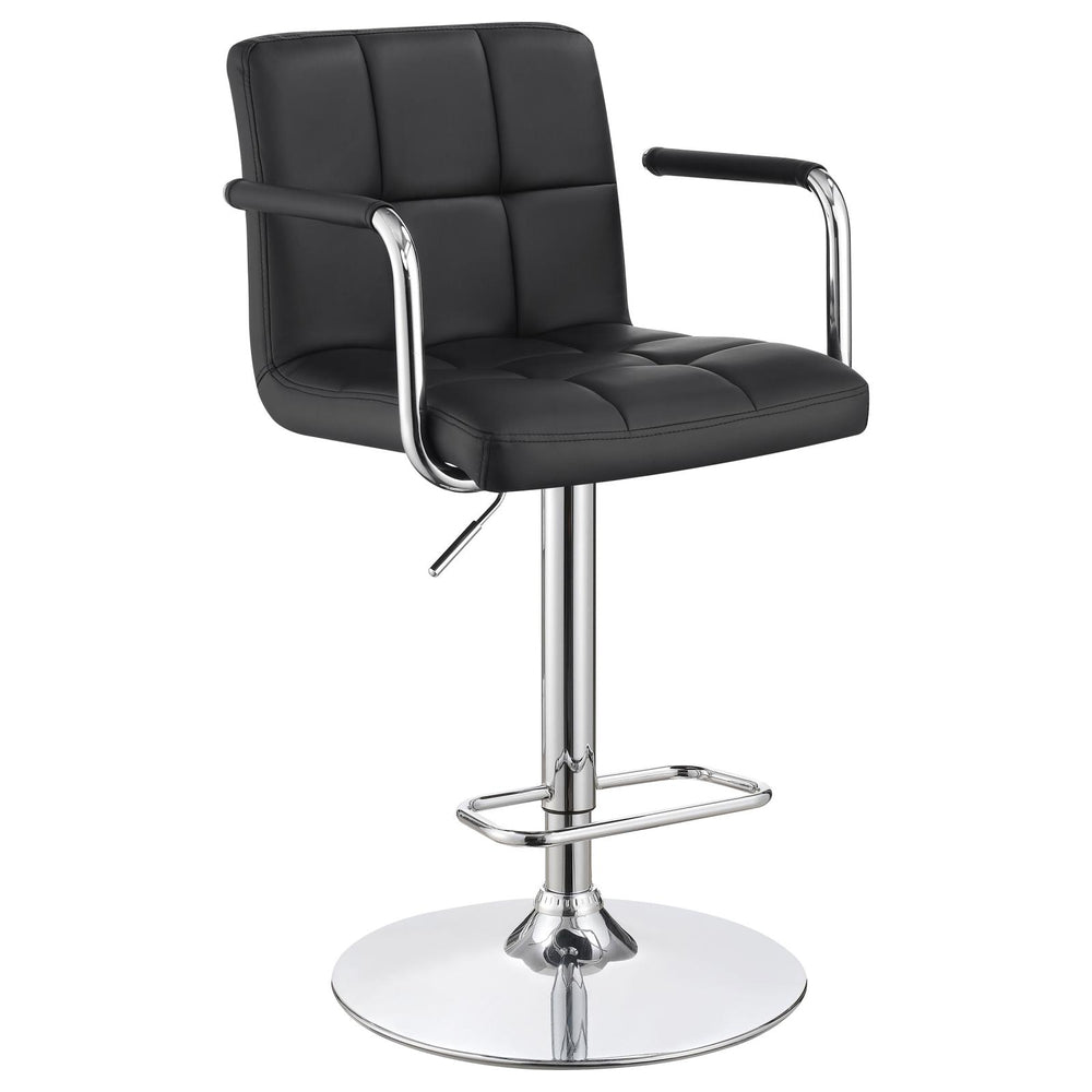 English Elm Black Adjustable Bar Stool with Arms and Hydraulic Lift, Chrome Finish, Leatherette Comfort Seat B062P145662