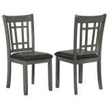 Set of 2 Grey & Black Lattice Back Chairs - Elegant, Comfortable Seating