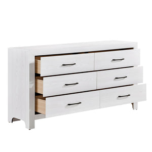 English Elm Modern White Finish Corbin Dresser 6-Drawer Rustic Wood Look with Black Metal Hardware, 58.5" x 33.5" B011P146408