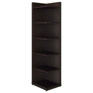 English Elm Cappuccino 6-Tier Corner Bookcase – Space-Saving Contemporary Shelf Unit, Dark Brown Finish, 71" tall B062P145474