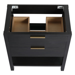English Elm 30 30 Inch Bathroom Vanity Plywood with 2 Soft-Close Drawers, Freestanding Wood Feet, Water-Resistant Melamine W999140825
