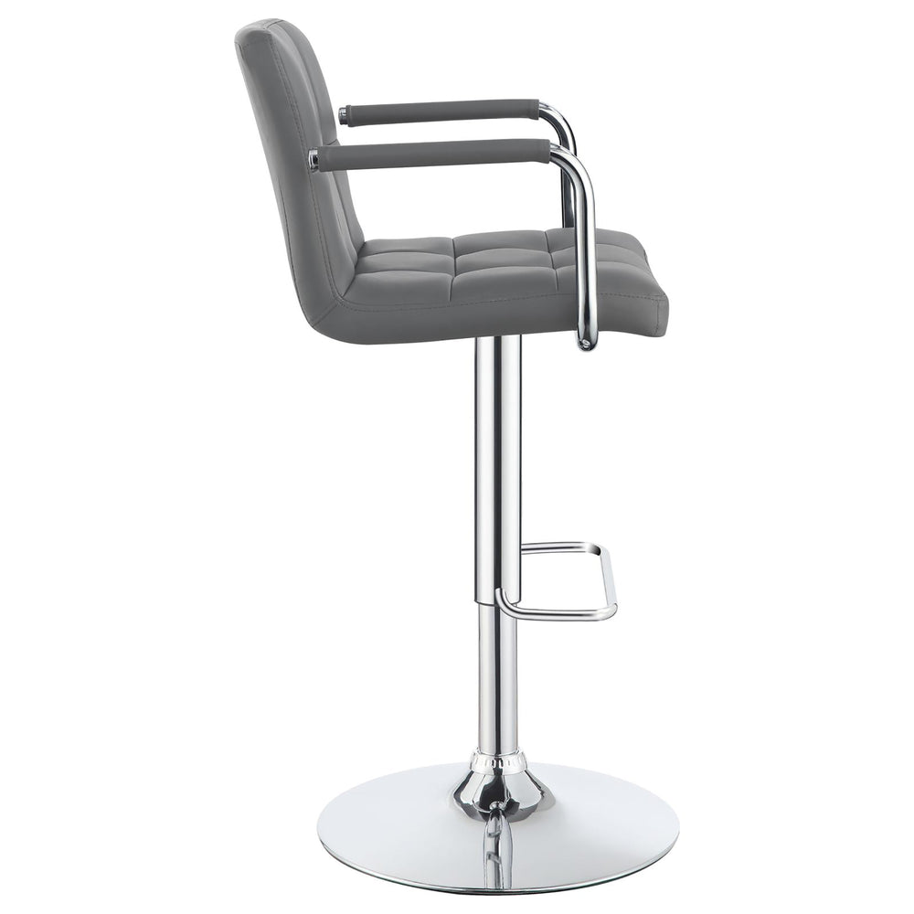 English Elm Grey Plush Adjustable Bar Stool with Chrome Base, Hydraulic Lift, Armrests & Modern Leatherette Comfort B062P145644