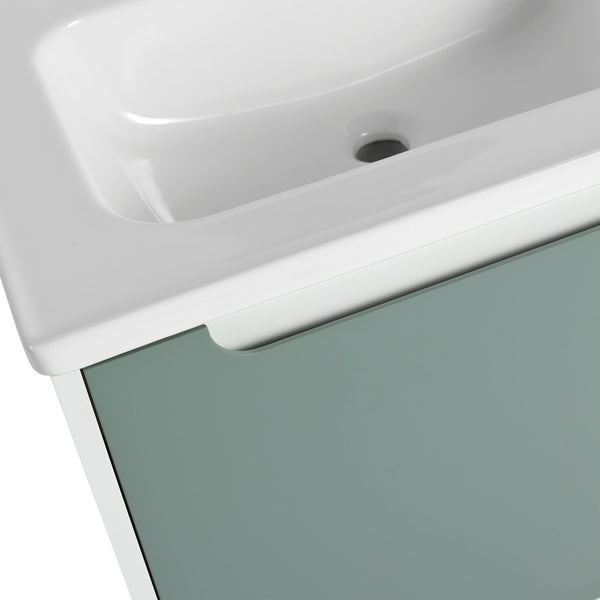 English Elm 36" Wall-Mounted Vanity with Ceramic Sink, Dual-Texture Wave Door, Soft-Close Hinges, Eco Plywood W999S00127