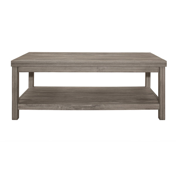 English Elm Transitional Bainbridge 3pc Occasional Table Set – Rustic Weathered Gray Melamine Coffee & End Tables with Open Shelf B011P146560