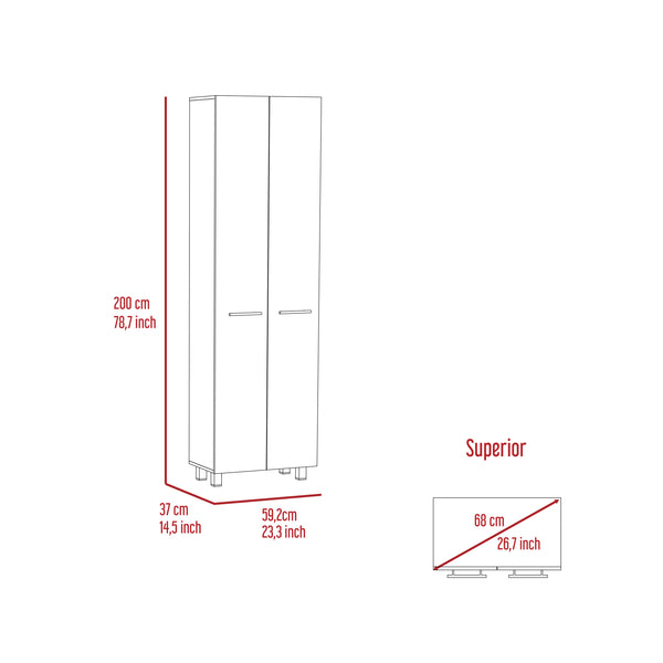 English Elm Pantry Cabinet Phoenix White 78" High Kitchen Storage Cabinet with Five 14.5" Shelves & Metal Handles B092S00101