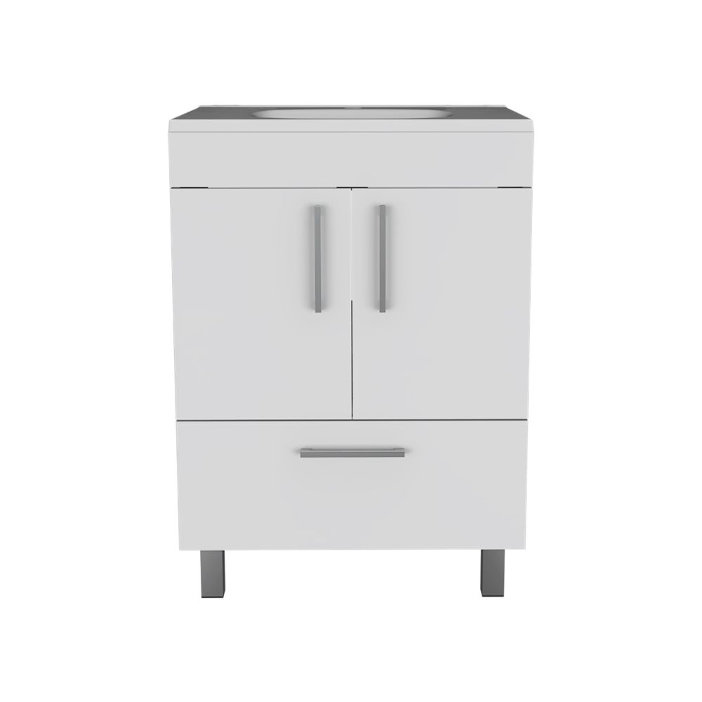 English Elm Single Bathroom Vanity Mayorca White - 29.5" Superior Top, Double Door Cabinet, Four Legs, Durable Assembly B092S00079