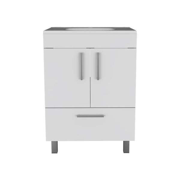 English Elm Single Bathroom Vanity Mayorca White - 29.5" Superior Top, Double Door Cabinet, Four Legs, Durable Assembly B092S00079