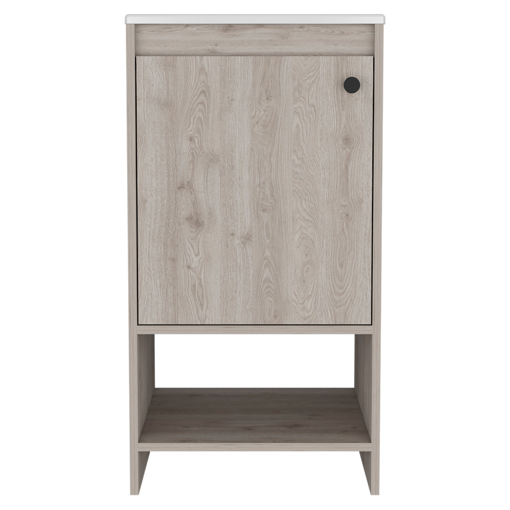 English Elm Bathroom Vanity Poket Light Gray Particle Board Cabinet 17.7x33.5in Compact One-Door Storage, Easy Assemble B092S00108