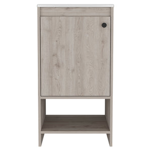 English Elm Bathroom Vanity Poket Light Gray Particle Board Cabinet 17.7x33.5in Compact One-Door Storage, Easy Assemble B092S00108
