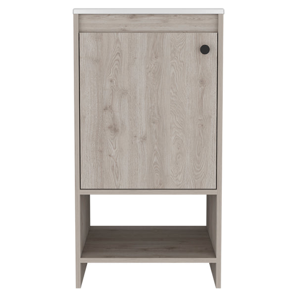 English Elm Bathroom Vanity Poket Light Gray Particle Board Cabinet 17.7x33.5in Compact One-Door Storage, Easy Assemble B092S00108