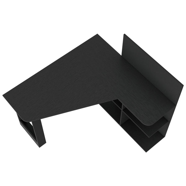 English Elm Computer Mohave L-Shaped Office Desk Black – Corner-Friendly, Spacious 51.7"W Workstation with Shelves B092S00086