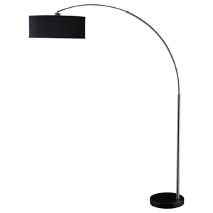 English Elm Black Arc Floor Lamp with Chrome Arch and Black Pendant Shade — Modern Statement Lighting for Contemporary Spaces B062P145487
