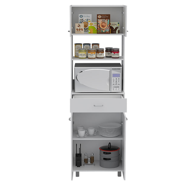 English Elm Microwave Cabinet Madison White – 39" Kitchen Storage with Top Appliance Surface, Shelves & Doors B092S00072