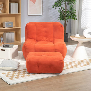 English Elm Fluffy Velvet Bean Bag Lounge Chair with Ottoman Memory Foam Adult Bedroom Seating Red W1996131042