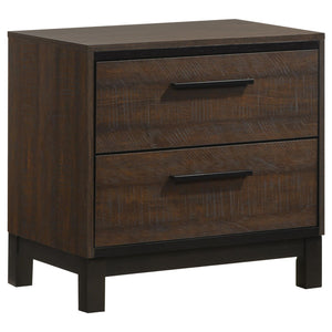 English Elm Rustic Tobacco and Dark Bronze 2-Drawer Nightstand