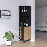 English Elm Corner Bar Cabinet Cleveland, Living Room, Black / Pine