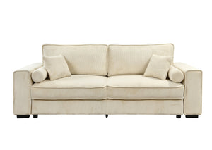 English Elm 91''Large Convertible Sofa Bed with Storage, 3-Seater Sleeper Couch for Small Spaces & Guests Beige W1417S00036