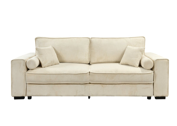 English Elm 91''Large Convertible Sofa Bed with Storage, 3-Seater Sleeper Couch for Small Spaces & Guests Beige W1417S00036